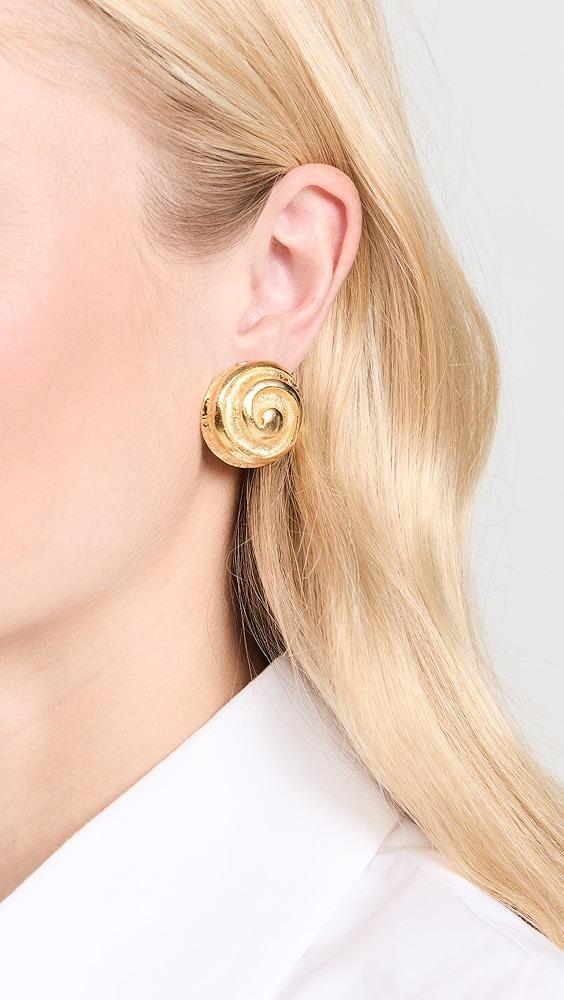 Kenneth Jay Lane Gold Swirl Button Clip Earrings | Shopbop Product Image