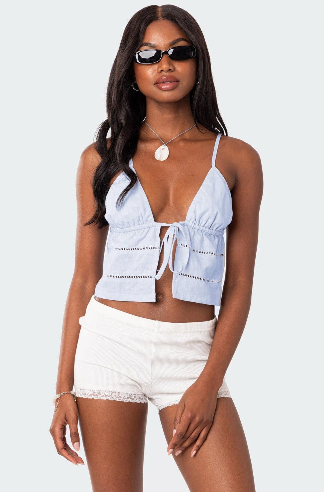 Candy Cotton Tie Front Tank Top product image