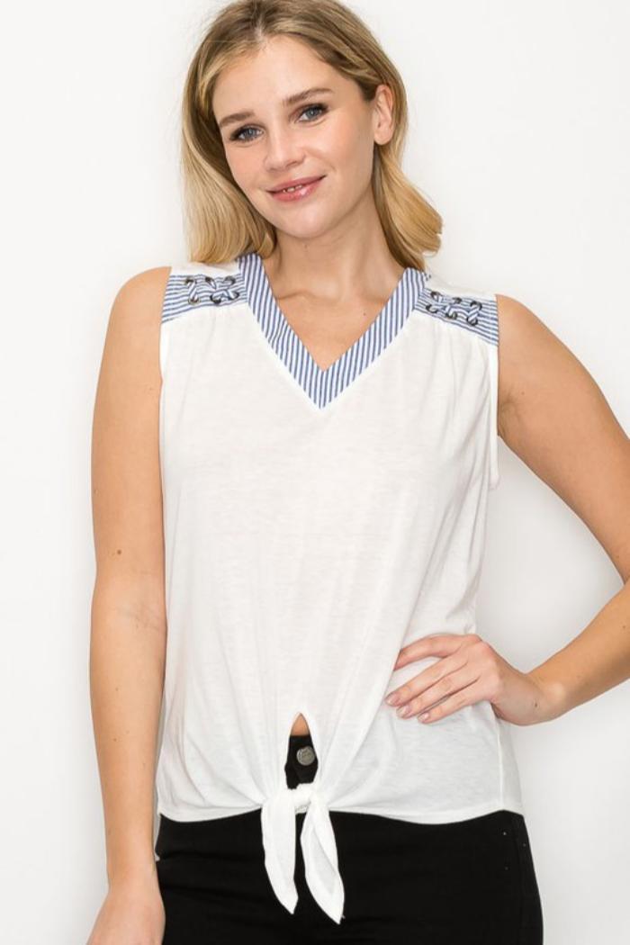 Tie Front Sleeveless Top Product Image