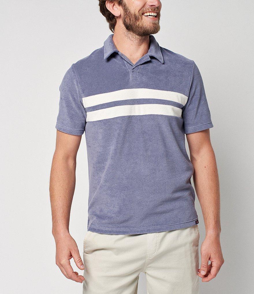 Faherty Surf Stripe Terry Cloth Short Sleeve Polo Shirt Product Image