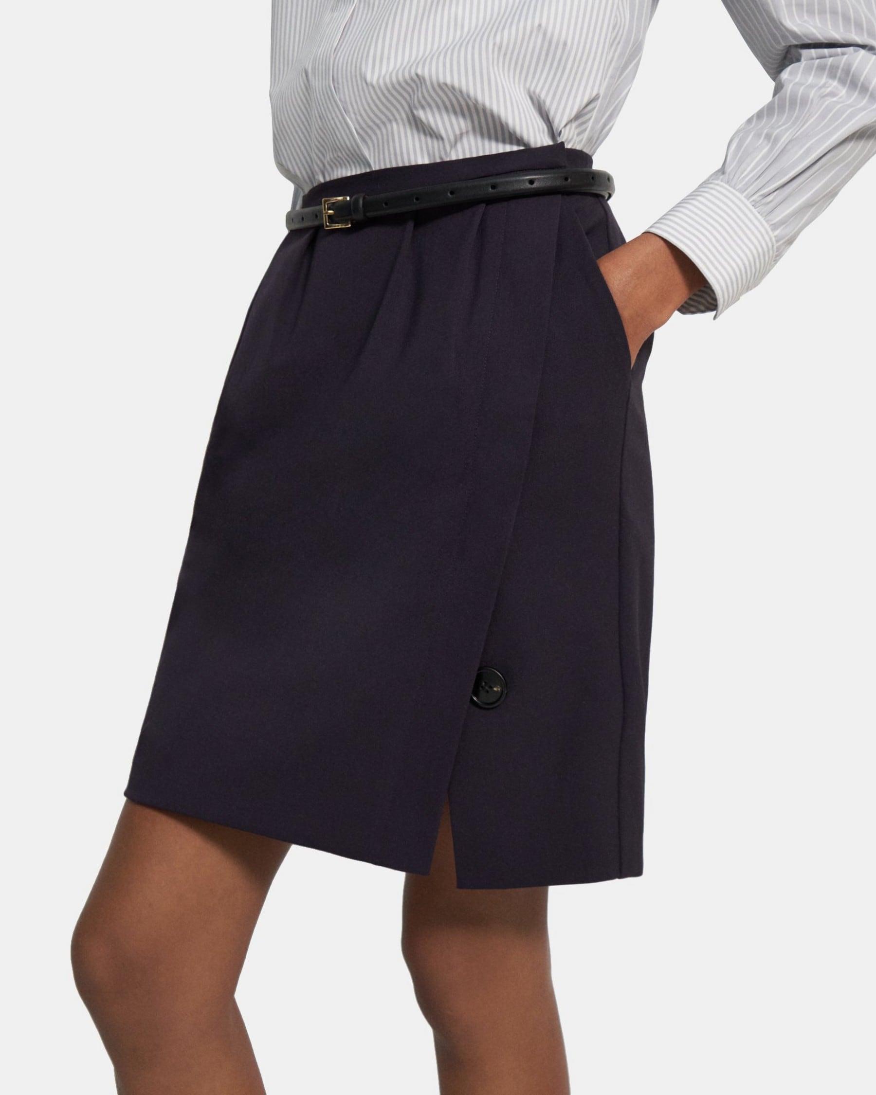 Wool Twill Pleated Skirt Product Image