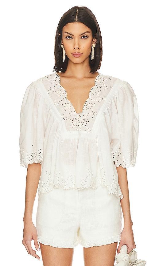 Costa Eyelet Top In Bright White Product Image