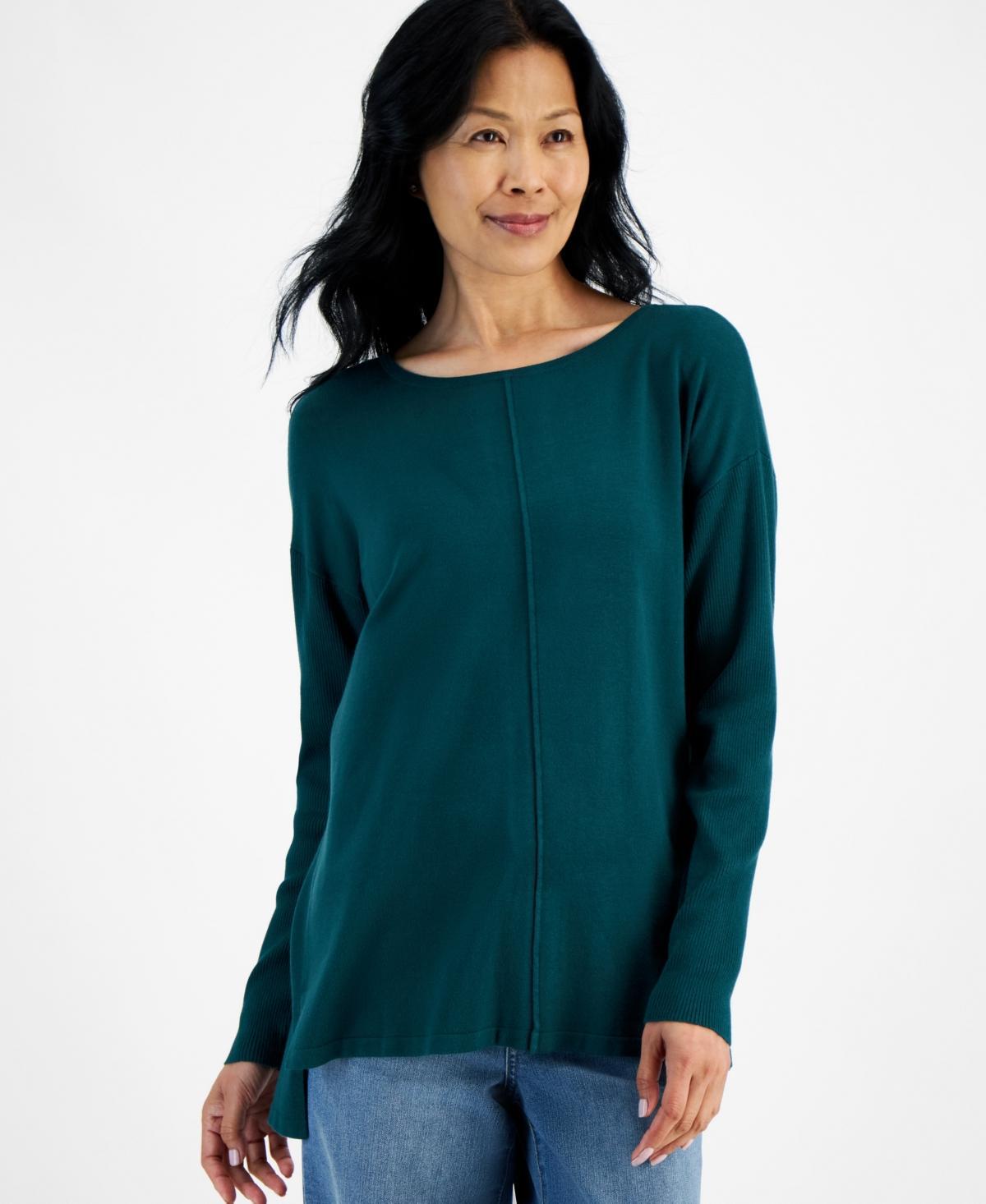 Style & Co Womens Seam-Front Boat-Neck Tunic Sweater, Created for Macys Product Image