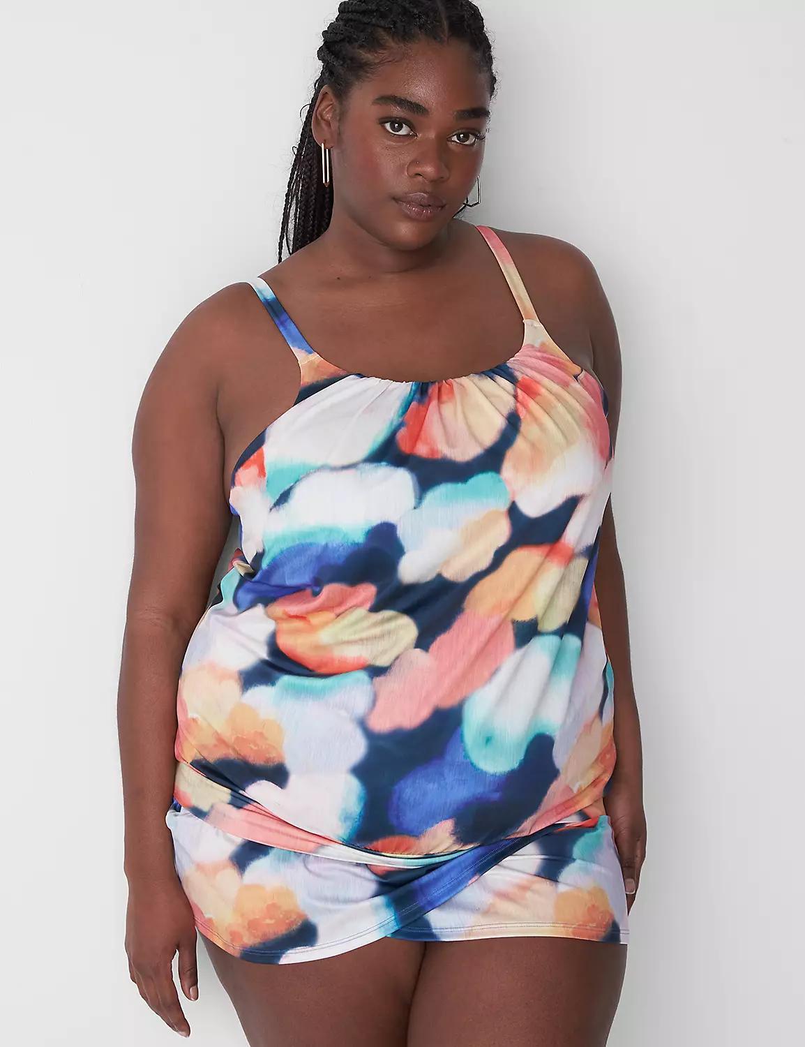 Lane Bryant Faux-Wrap Swim Skirt 10 Blue Summer Product Image