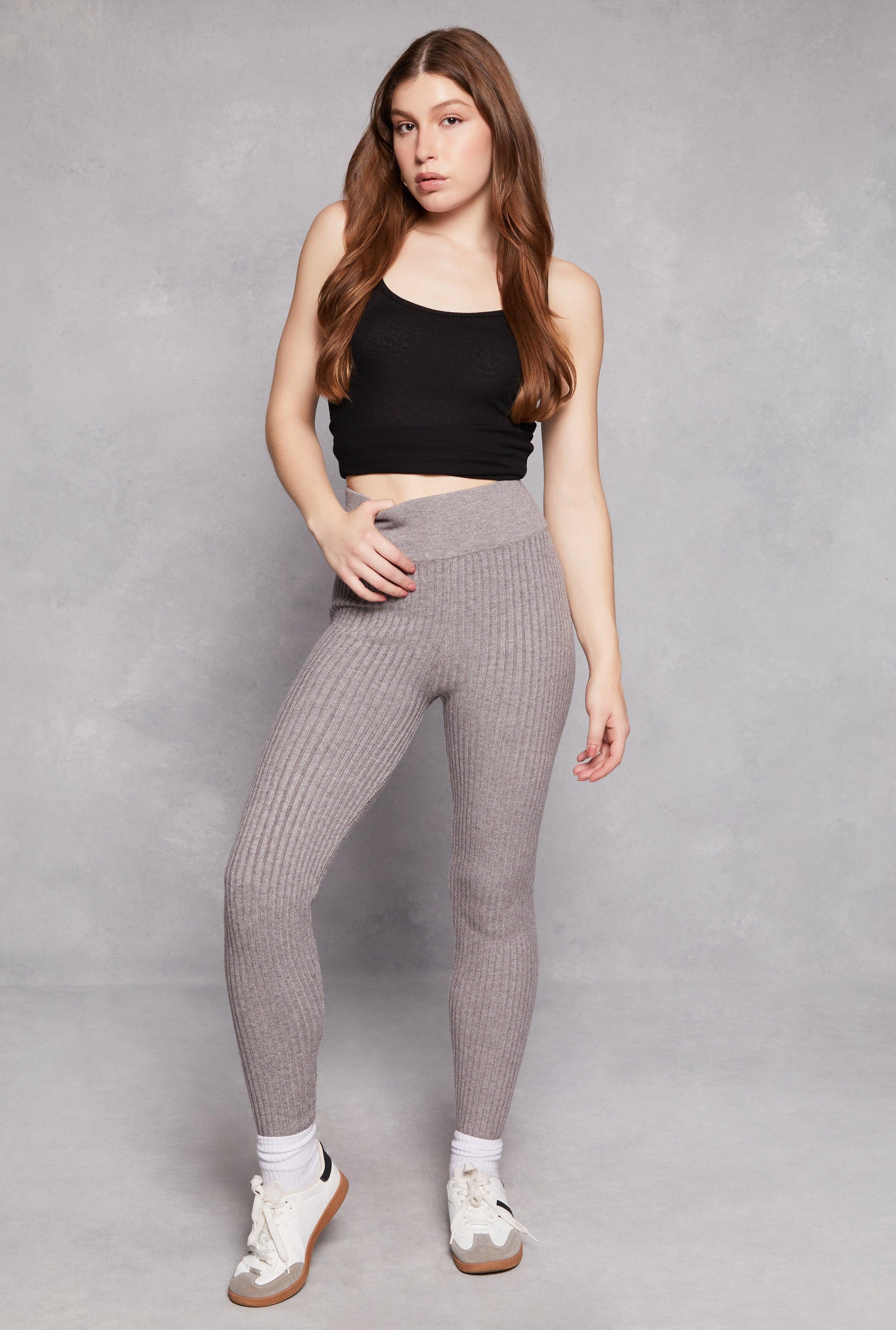 Womens Brushed Knit Shadow Stripe High Waist Leggings Product Image