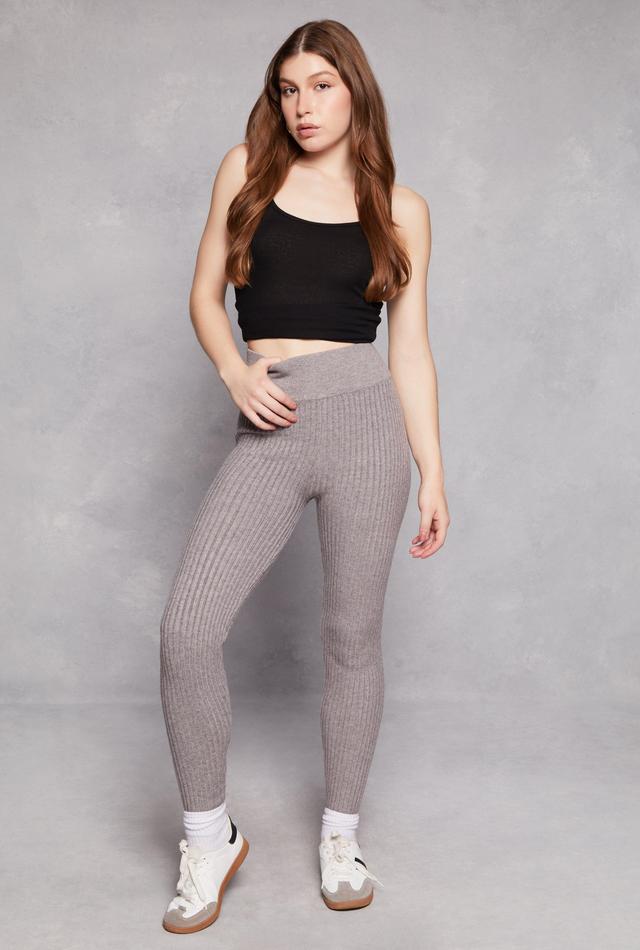 Womens Brushed Knit Shadow Stripe High Waist Leggings Product Image