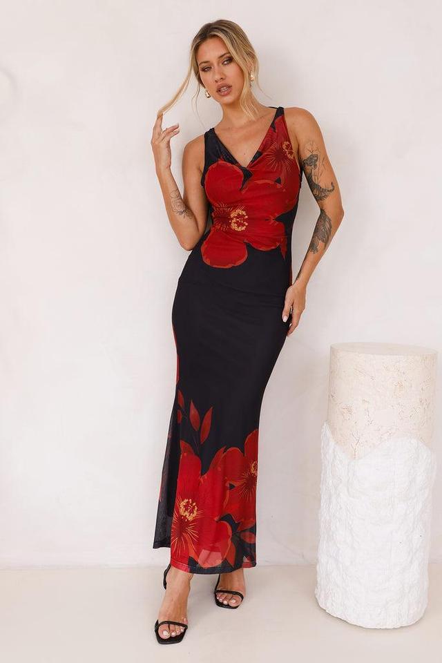 Flirtations Mesh Maxi Dress Black Product Image