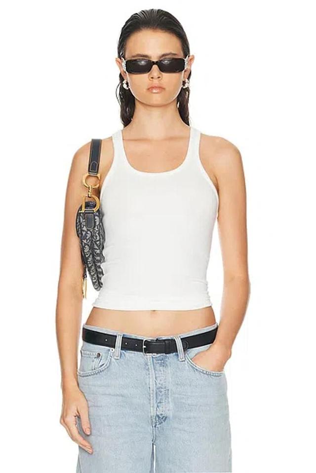 Viscose Ribbed Tank Top In White Product Image