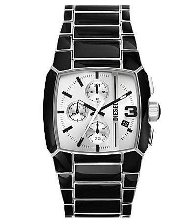 Diesel Mens Cliffhanger Chronograph Black Lacquer and Stainless Steel Bracelet Watch Product Image