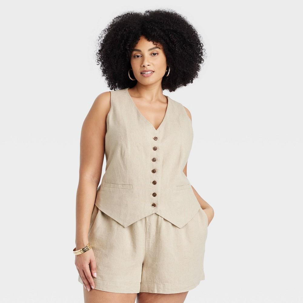 Womens Tailored Suit Vest - A New Day Tan XXL Product Image