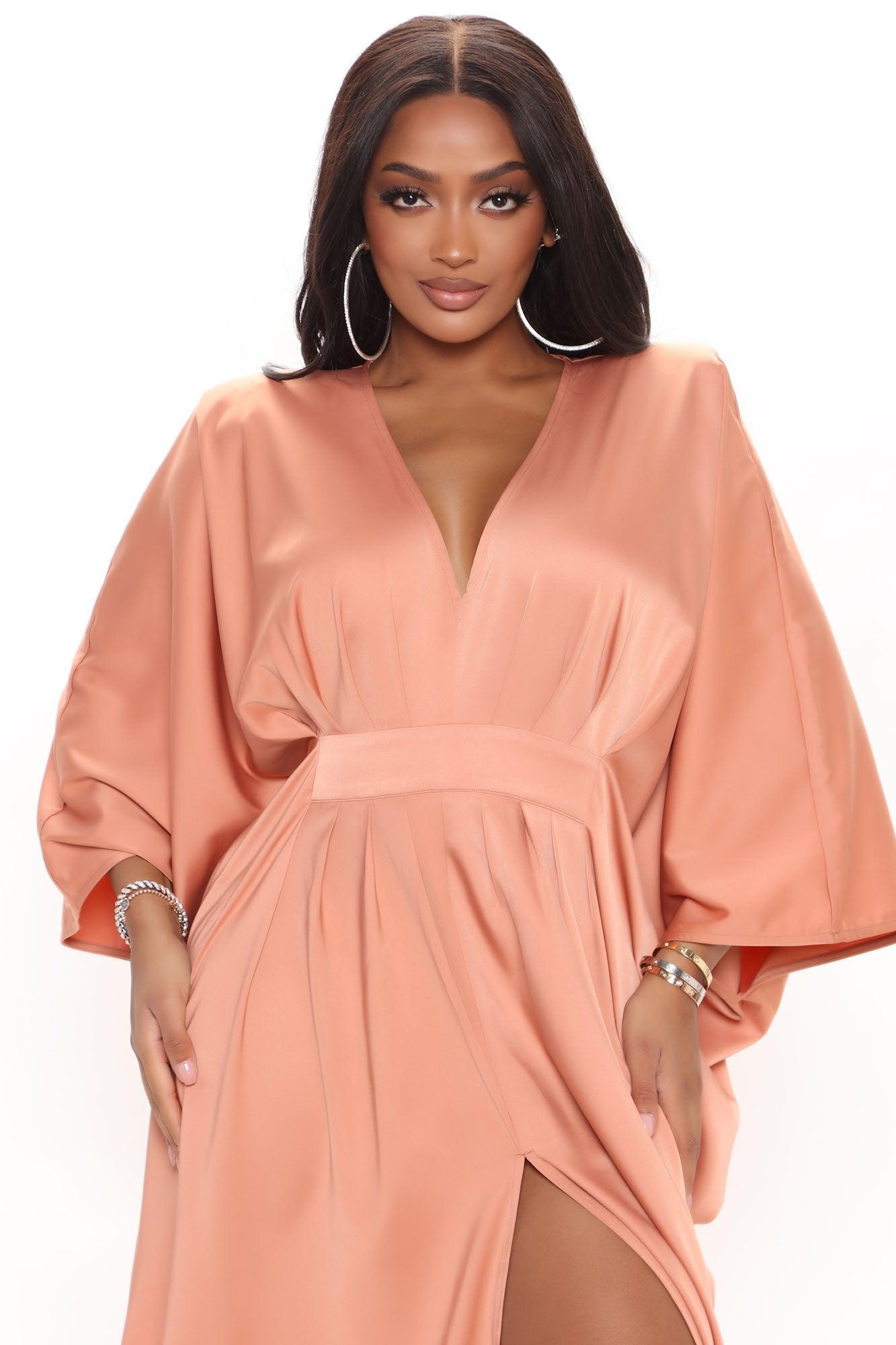 Spectacular Woman Satin Maxi Dress - Peach Product Image