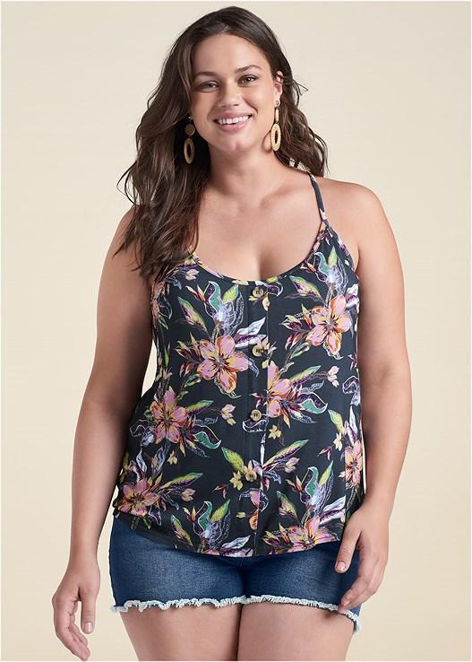 Button Detail Floral Tank Product Image