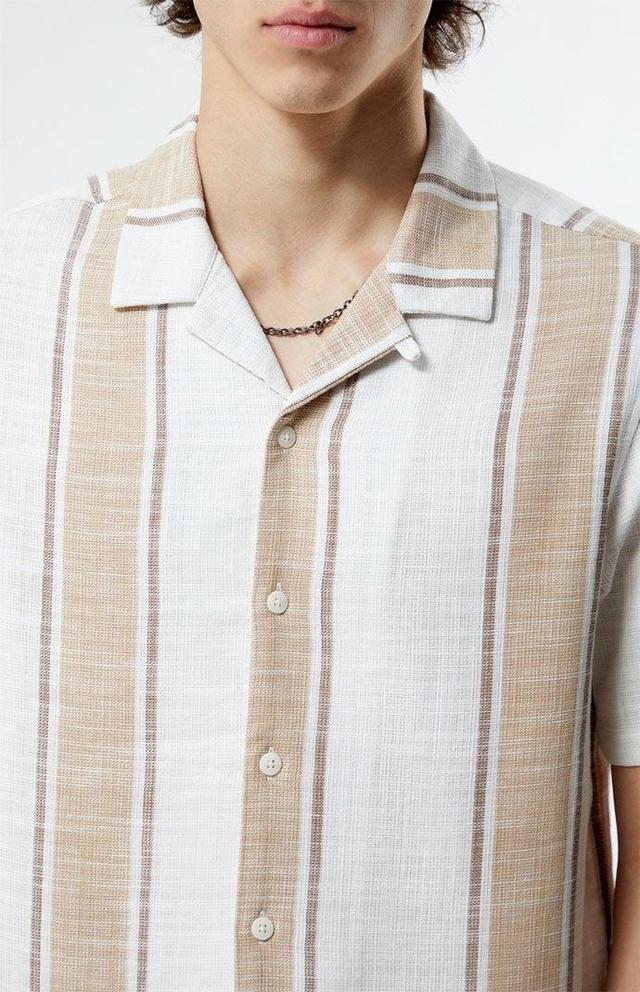 Men's Woven Camp Shirt in Brown/White - Product Image