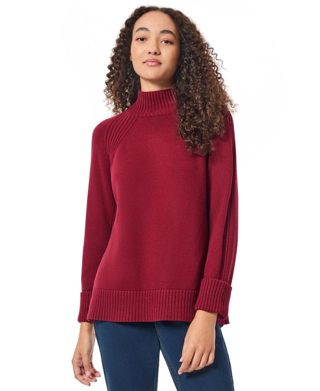 Jones New York Womens Mock Neck Sweater with Rib Detail Product Image