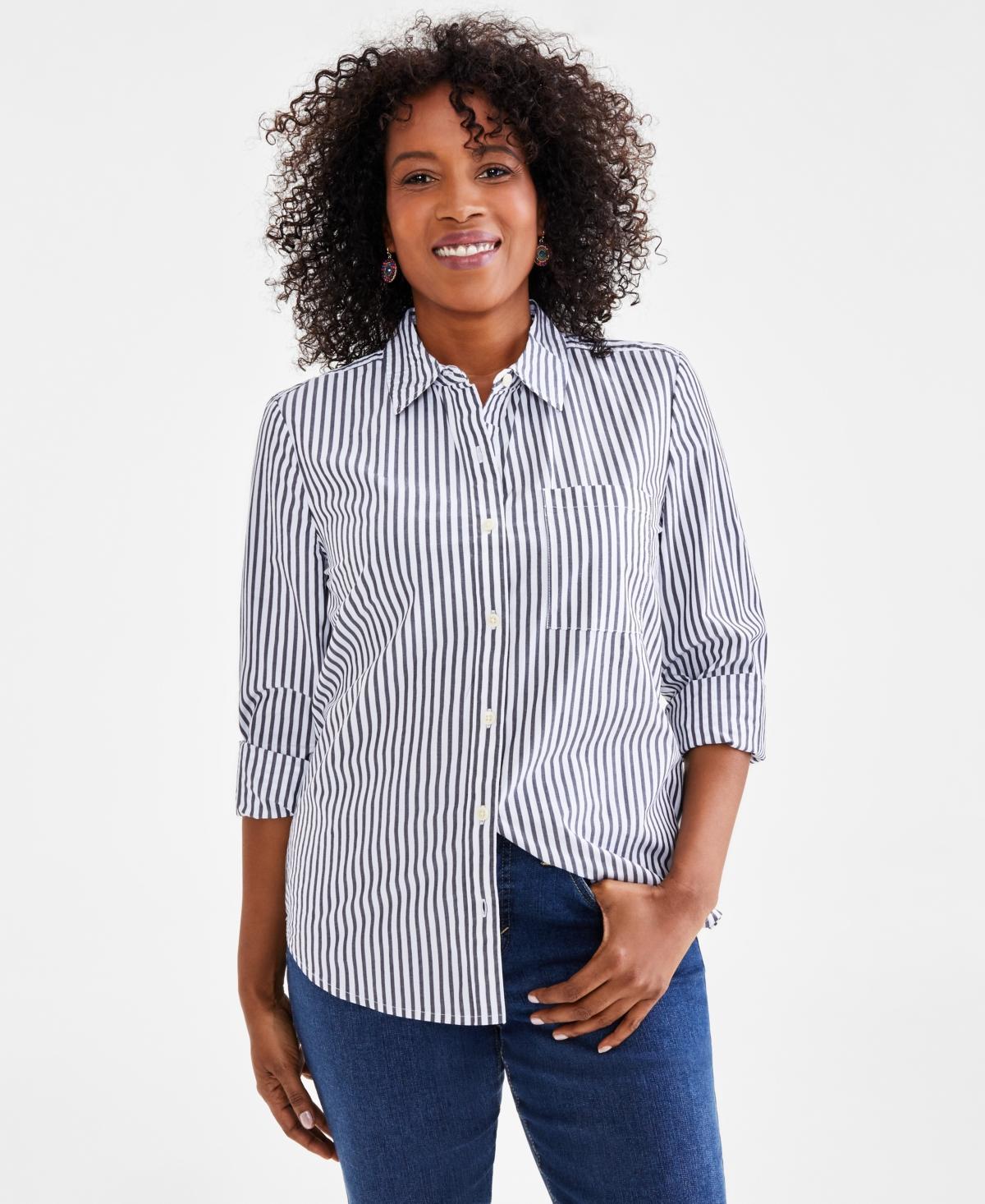 Style & Co Womens Cotton Buttoned-Up Shirt, Created for Macys Product Image