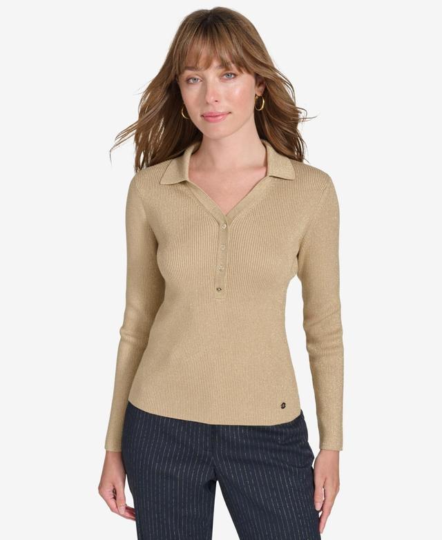 Tommy Hilfiger Womens Ribbed Long-Sleeve Top Product Image