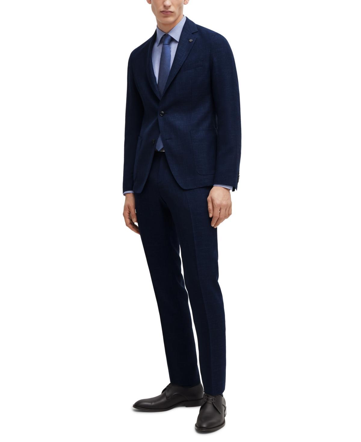 Boss By  Men's Melange Slim-fit Blazer In Dark Blue Product Image