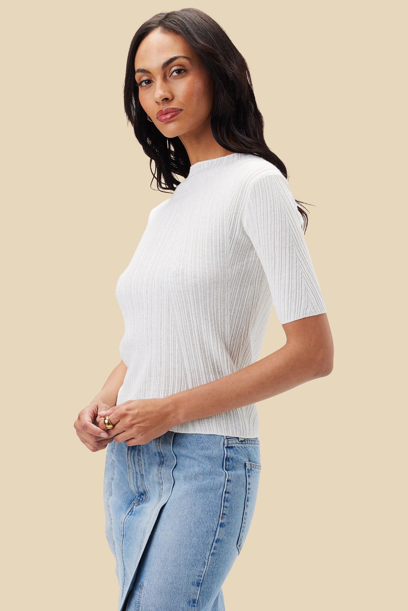 Claire Mock Neck Sweater - Ivory Product Image