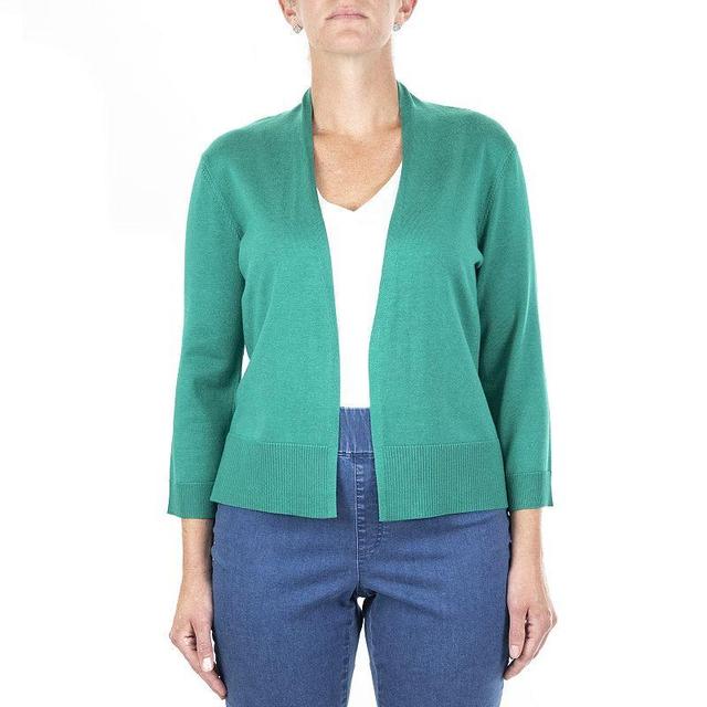 Womens Nina Leonard Classic Open-Front Bolero Cardigan Olive Green Product Image