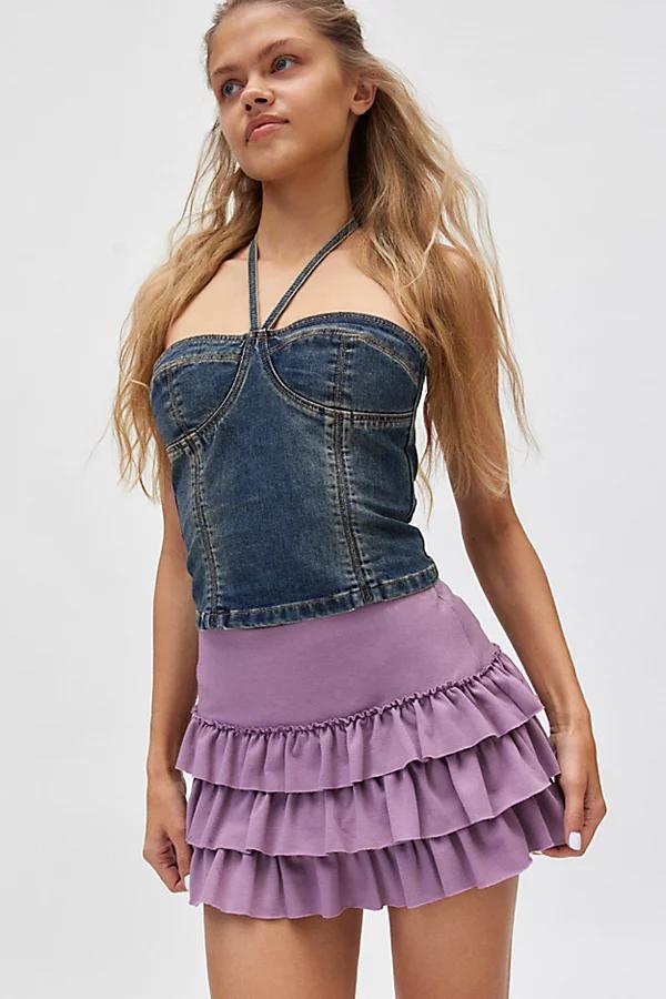 Kimchi Blue Rara Knit Tiered Ruffle Mini Skirt Womens at Urban Outfitters Product Image