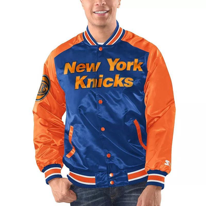 Mens Starter /Orange New York Knicks Renegade Satin Full-Snap Varsity Jacket Product Image