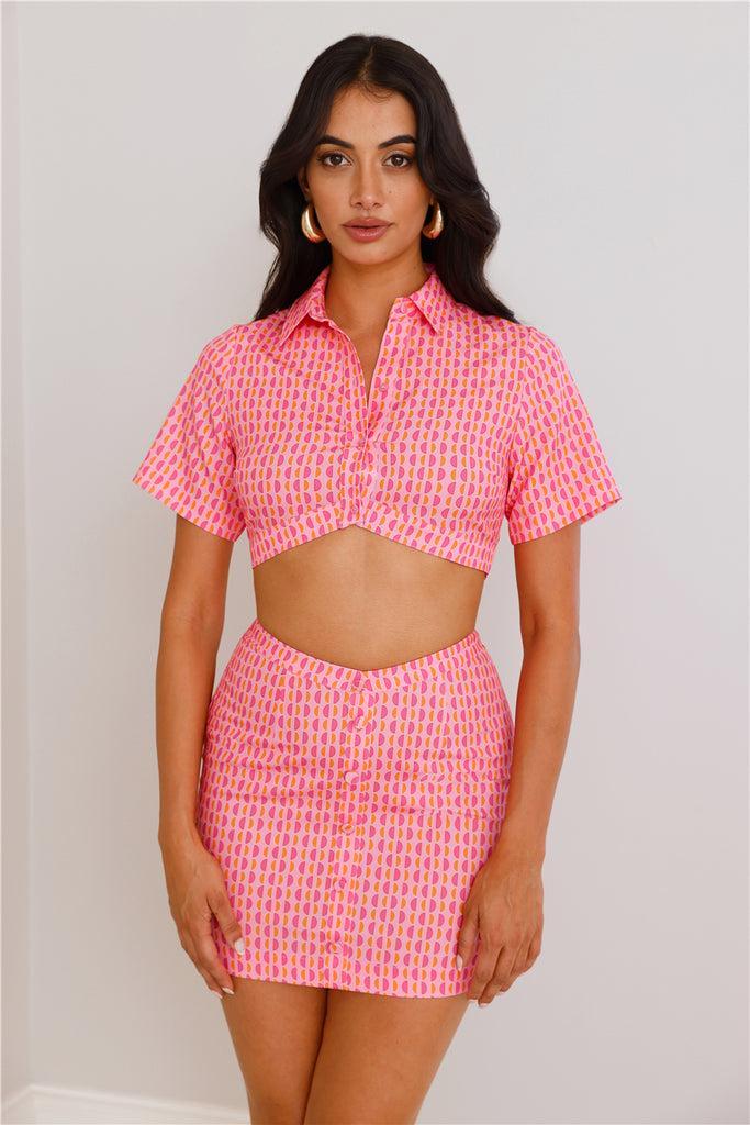 Retro Hearts Crop Top Pink Product Image