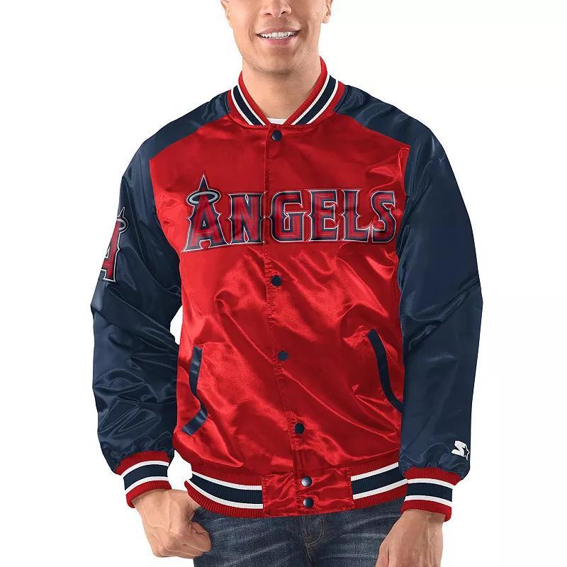 Mens Starter /Navy Los Angeles Angels Varsity Satin Full-Snap Jacket Product Image