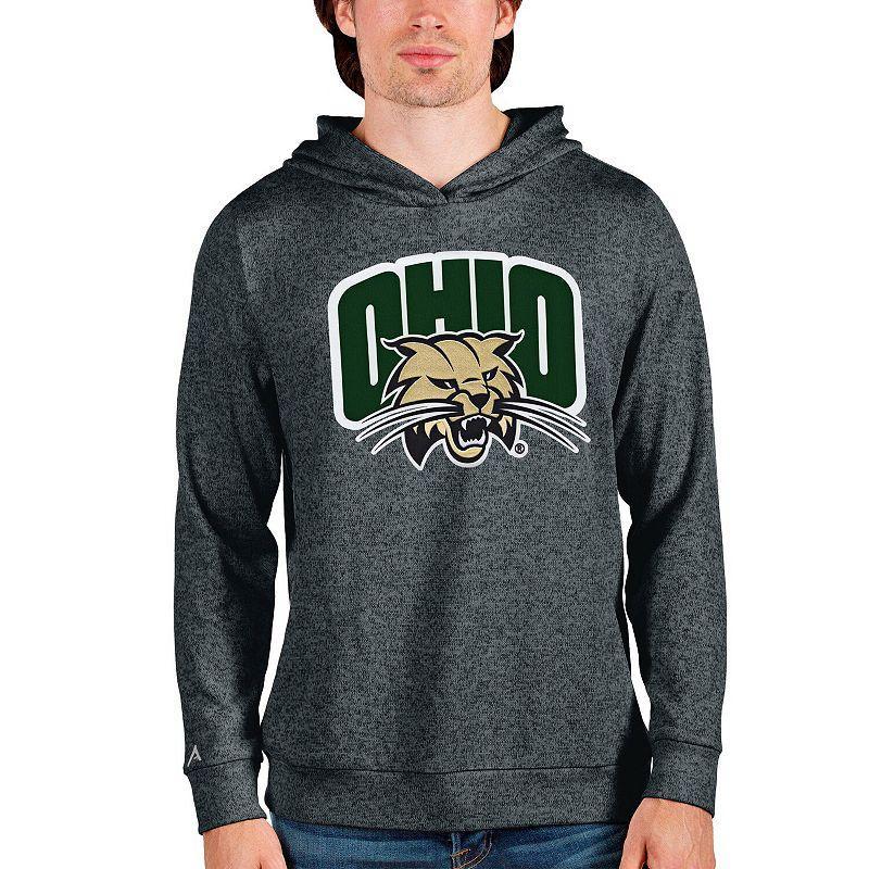 Mens Antigua Heathered Charcoal Ohio Bobcats Team Logo Absolute Pullover Hoodie Product Image