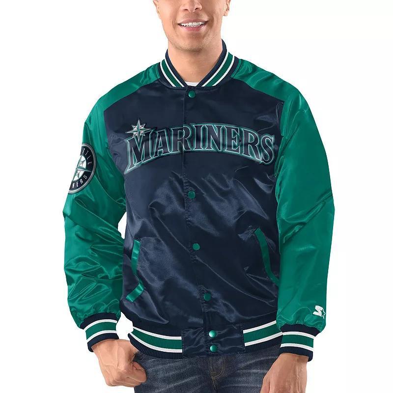 Mens Starter /Aqua Seattle Mariners Varsity Satin Full-Snap Jacket Blue Product Image