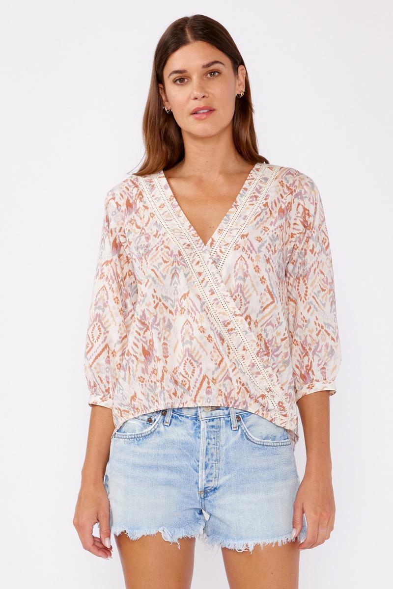 Ikat High-Low Surplice Blouse Product Image