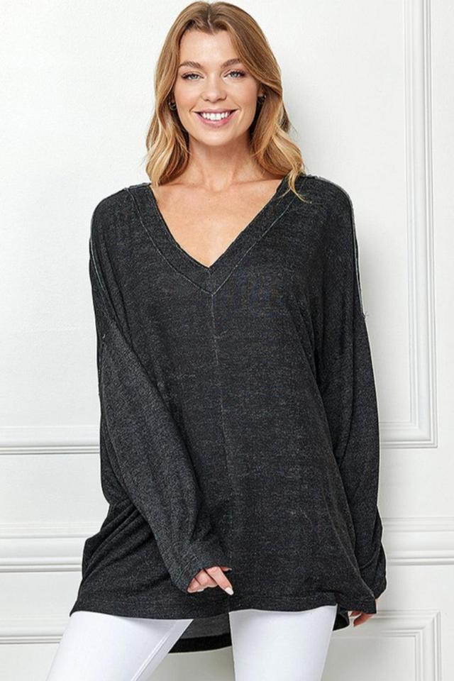 Oversized V Neck Top Female Product Image