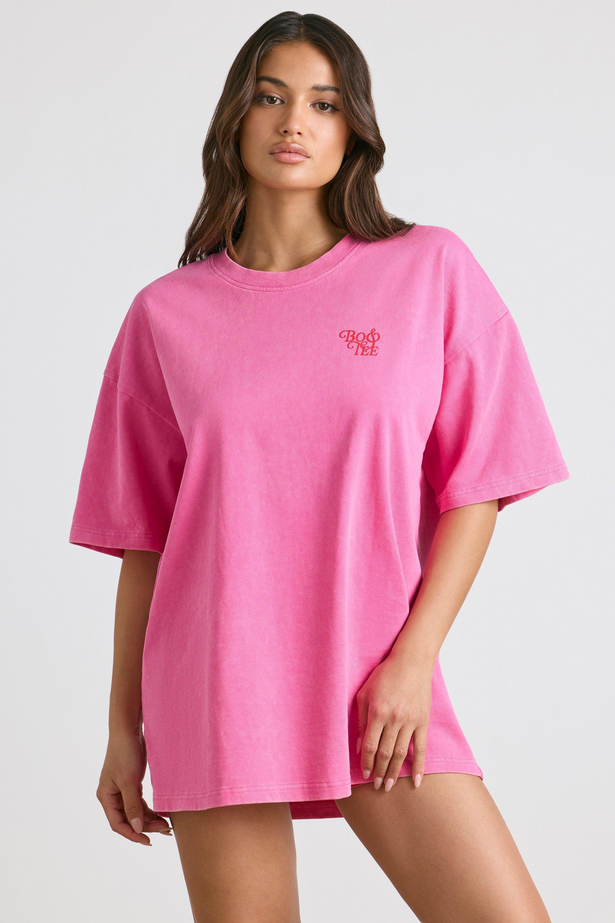 Oversized Short-Sleeve T-shirt in Hot Pink Product Image