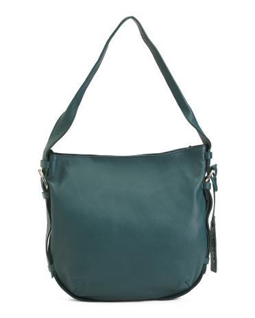 Leather Large Top Zip Hobo With Strap for Women Product Image