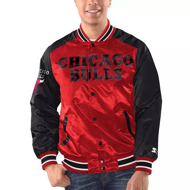 Mens Starter /Black Chicago Bulls Renegade Satin Full-Snap Varsity Jacket Product Image