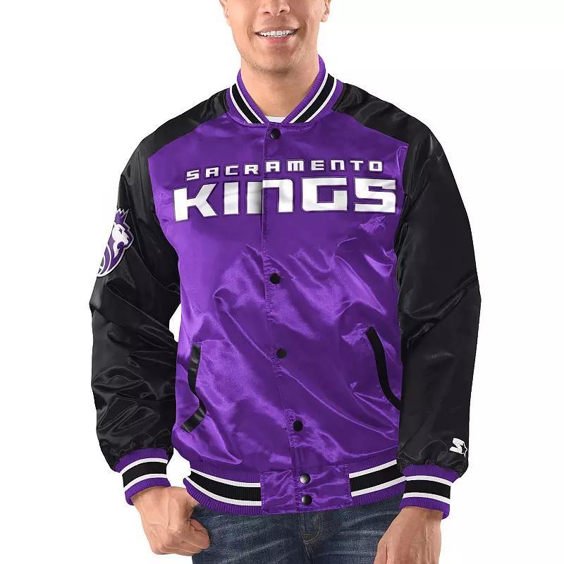 Mens Starter Purple/Black Sacramento Kings Renegade Satin Full-Snap Varsity Jacket Product Image