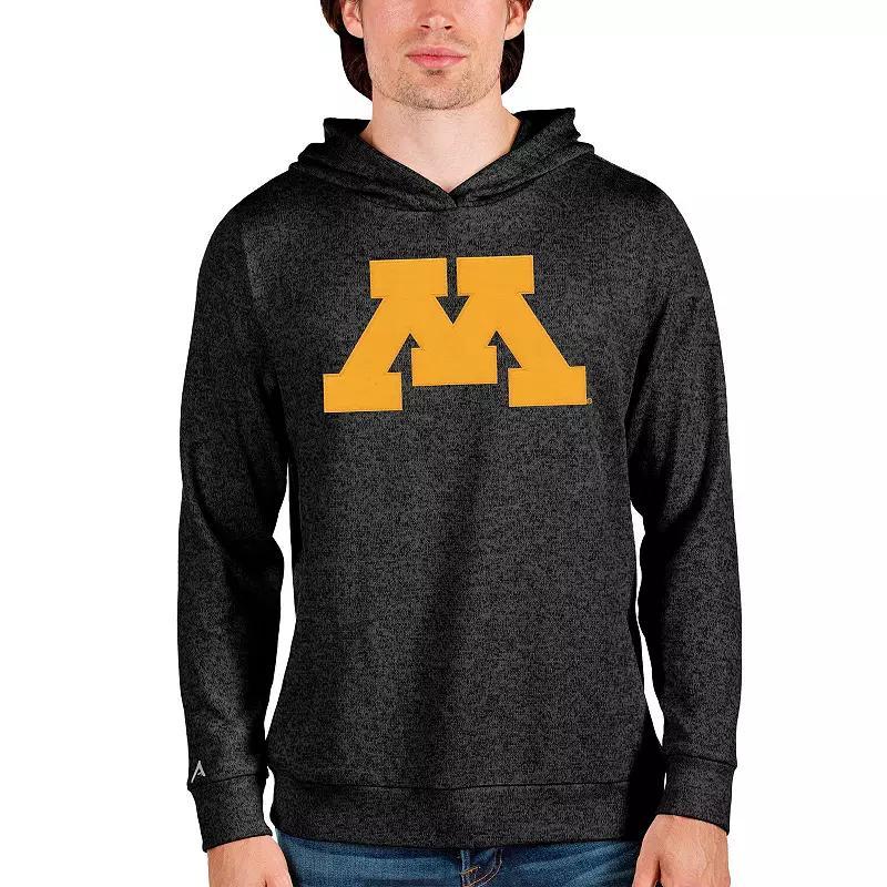 Mens Antigua Heathered Black Minnesota Golden Gophers Team Logo Absolute Pullover Hoodie Product Image