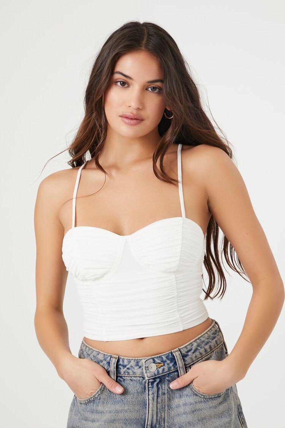 Ruched Mesh Cropped Cami | Forever 21 Product Image