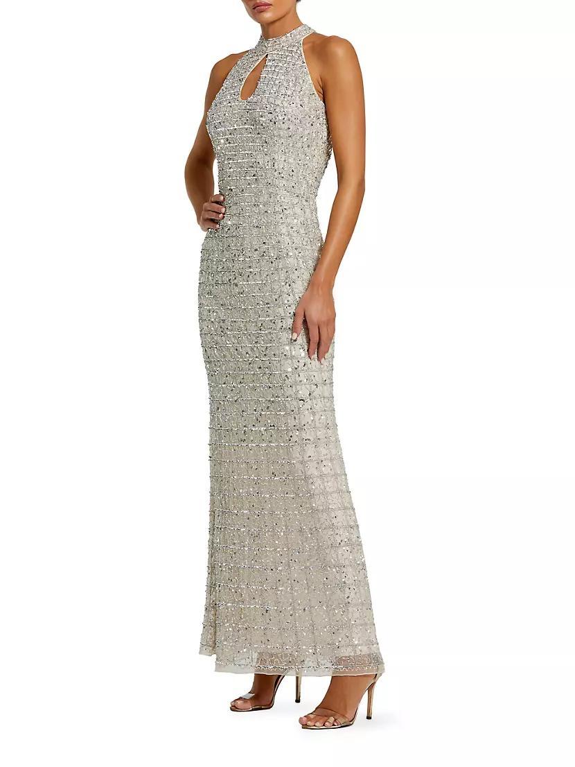 Embellished Keyhole Column Gown Product Image