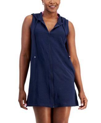 J Valdi Womens Airflow Sleeveless Hoodie Swim Cover-Up Product Image