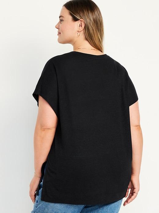 Oversized Linen-Blend Tunic T-Shirt Product Image