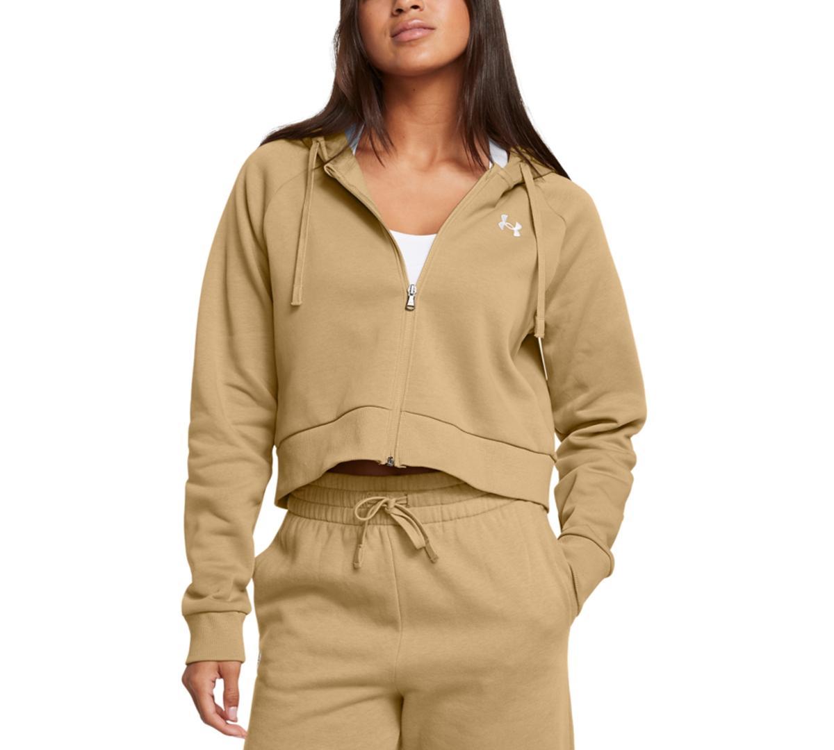 Under Armour Womens Rival Fleece Cropped Zippered Hoodie Product Image