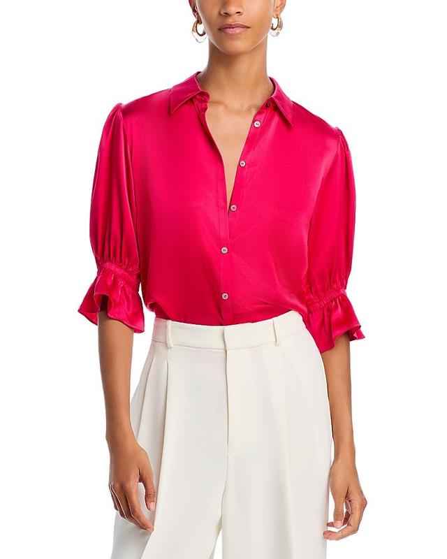 Womens Fiona Silk Puff-Sleeve Blouse Product Image