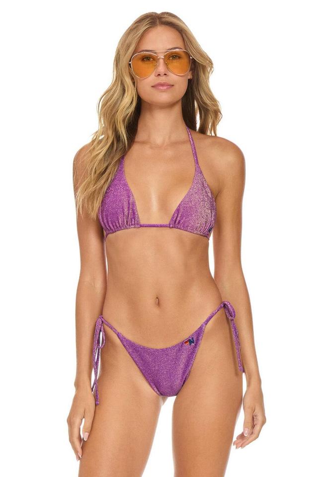 SPARKLE TURKS SIDE TIE CHEEKY BIKINI BOTTOMS - GRAPE Female Product Image