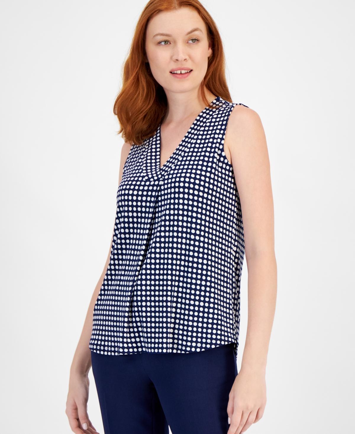 Anne Klein Polka Dot Pleat Neck Shell Product Image