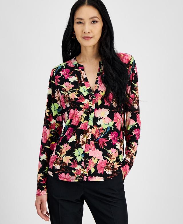 I.n.c. International Concepts Womens Print Zip-Pocket Top, in Regular & Petite, Created for Macys Product Image