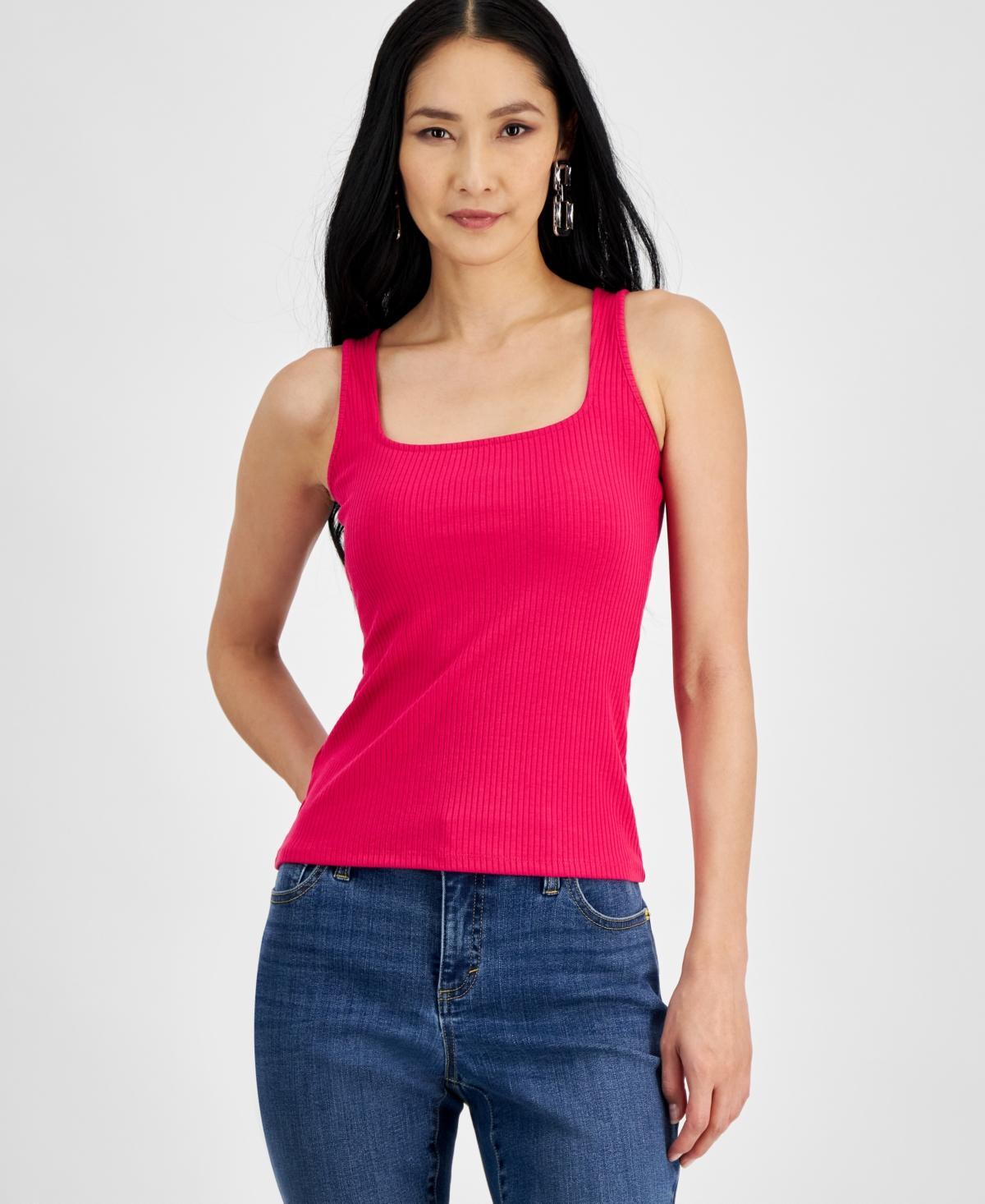 I.n.c. International Concepts Womens Square Neck Rib Tank, Created for Macys Product Image