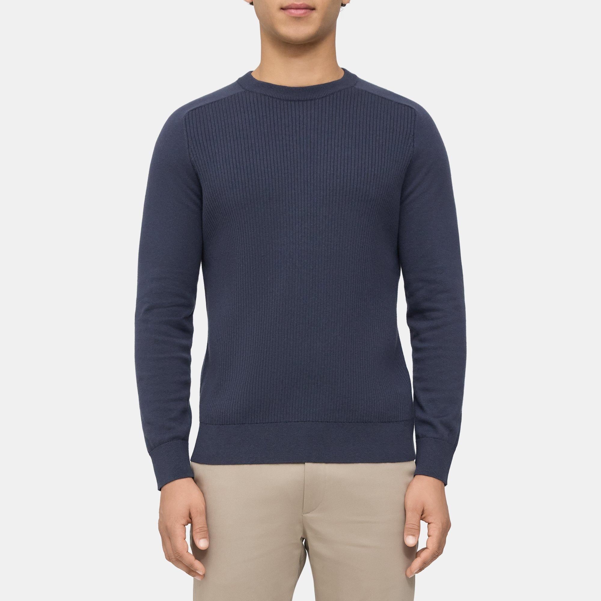 Cotton-Cashmere Ribbed Crewneck Sweater | Theory Outlet Product Image