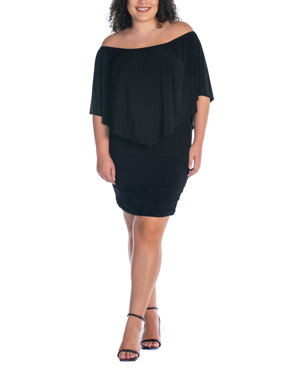 Plus Size 24Seven Comfort Apparel Convertible Bodycon Mini Dress Ruffled Sleeve, Womens Product Image