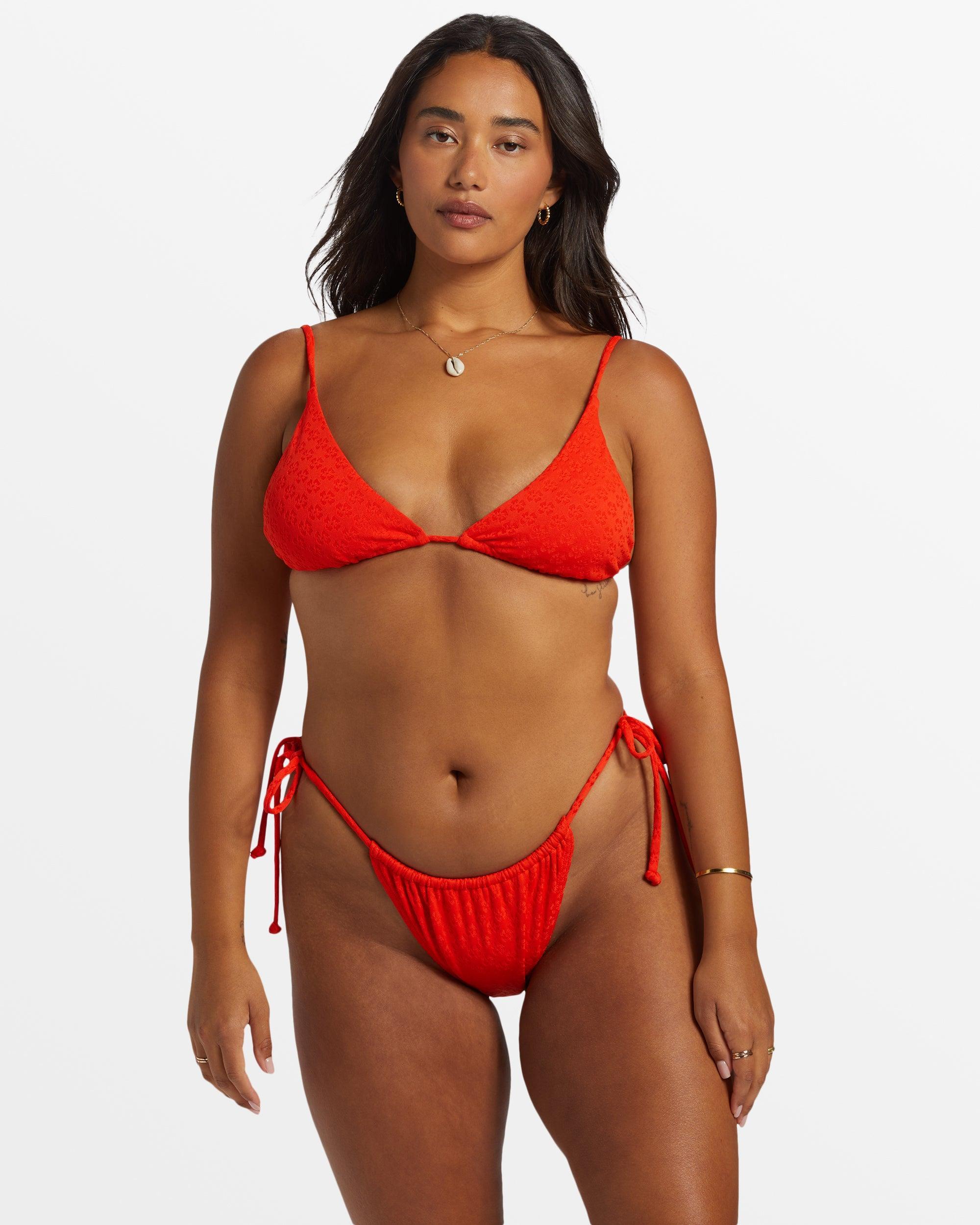 Good Vibes Bells Tie Side Bikini Bottoms - Sunset Red Female Product Image