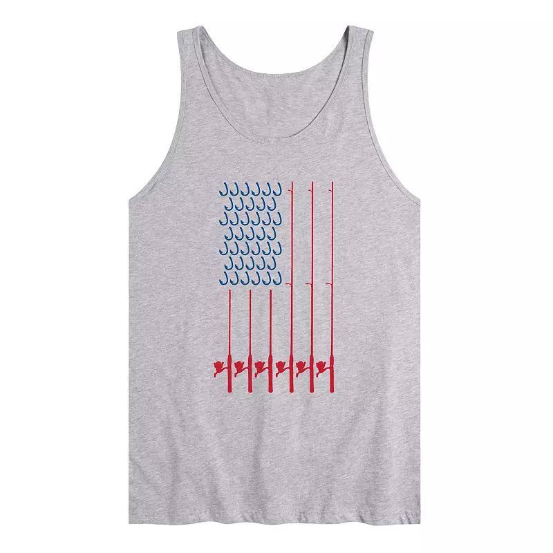 Mens Fishing Pole Americana Flag Graphic Tank Top Product Image